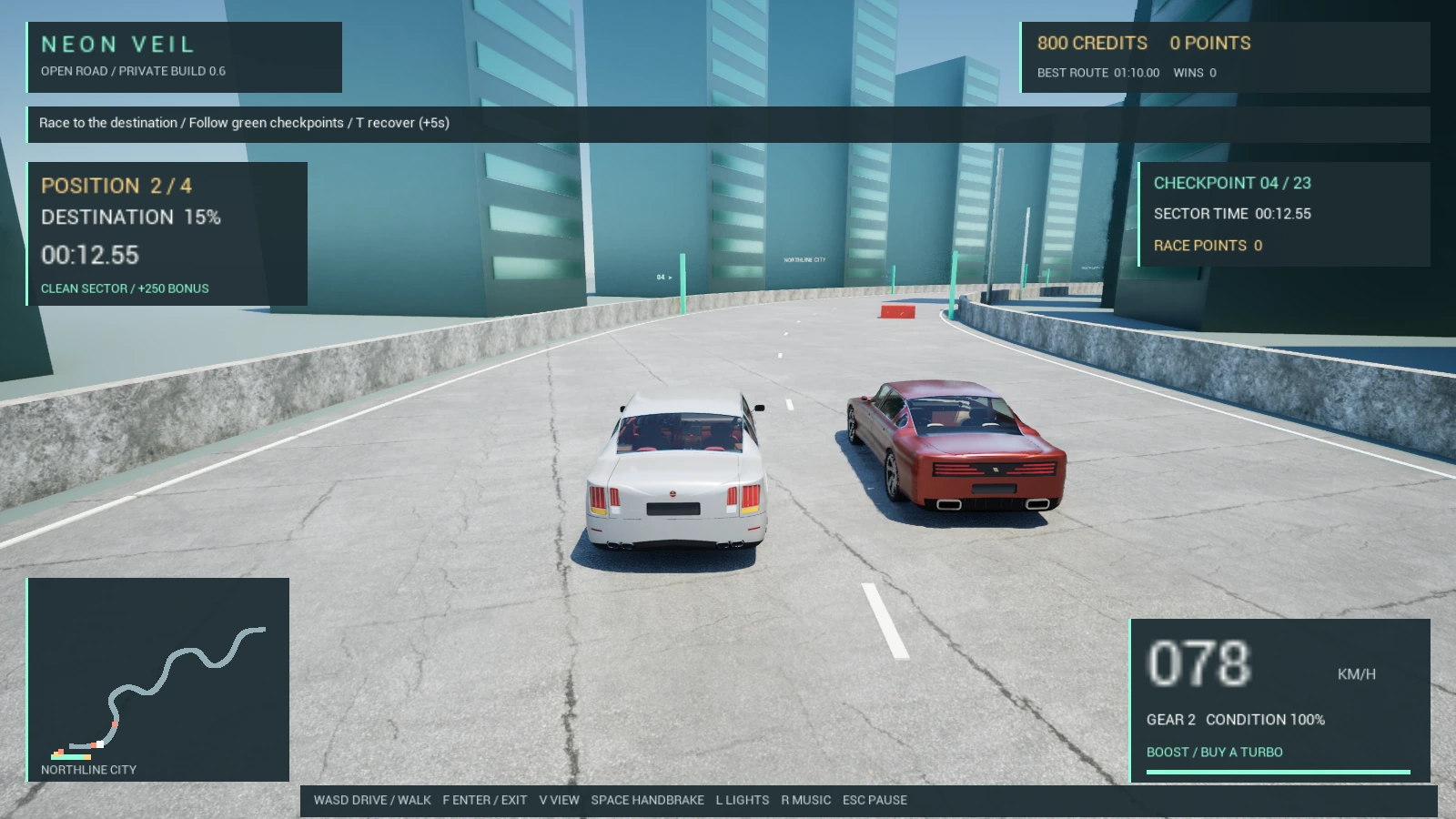 Actual gameplay showing the white Orvant Regent V8 alongside a red Auvren rival